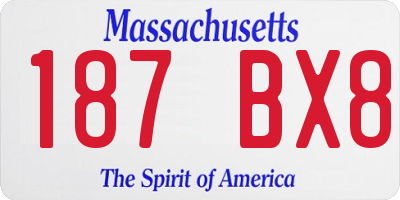 MA license plate 187BX8