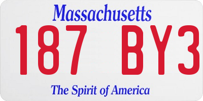 MA license plate 187BY3