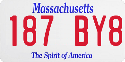 MA license plate 187BY8
