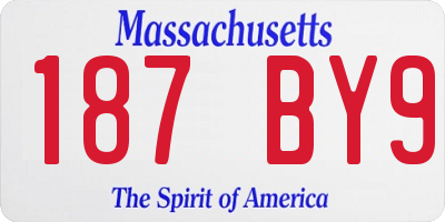 MA license plate 187BY9