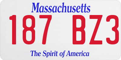 MA license plate 187BZ3