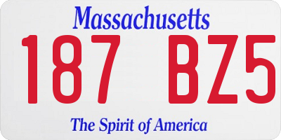 MA license plate 187BZ5