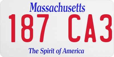 MA license plate 187CA3