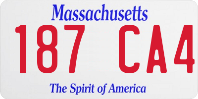 MA license plate 187CA4