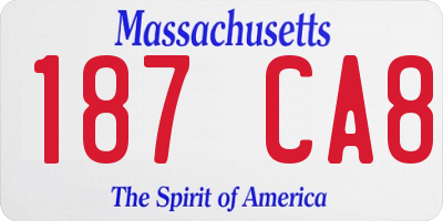 MA license plate 187CA8