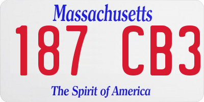 MA license plate 187CB3