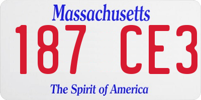 MA license plate 187CE3