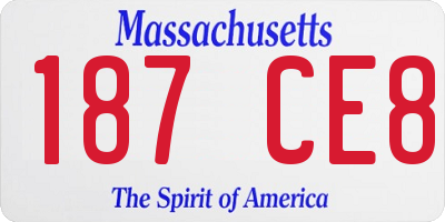 MA license plate 187CE8