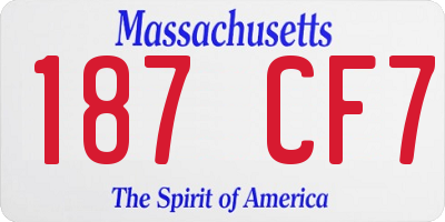 MA license plate 187CF7