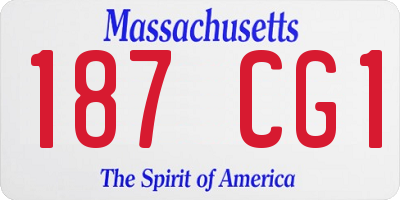 MA license plate 187CG1