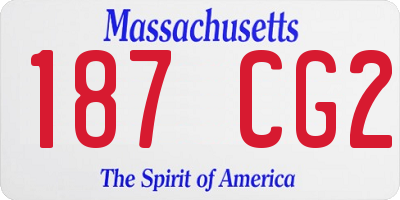 MA license plate 187CG2