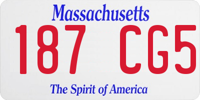 MA license plate 187CG5