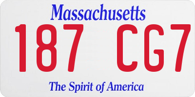 MA license plate 187CG7