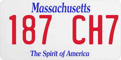 MA license plate 187CH7