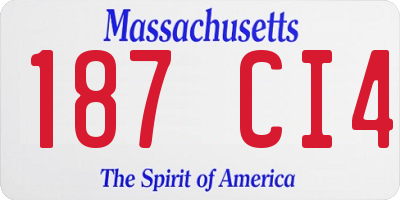 MA license plate 187CI4