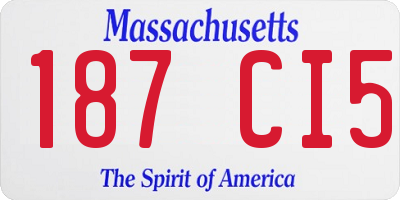 MA license plate 187CI5