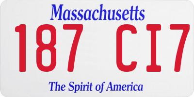 MA license plate 187CI7
