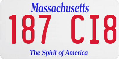 MA license plate 187CI8