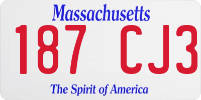 MA license plate 187CJ3