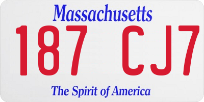 MA license plate 187CJ7