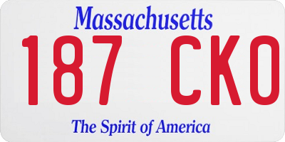 MA license plate 187CK0