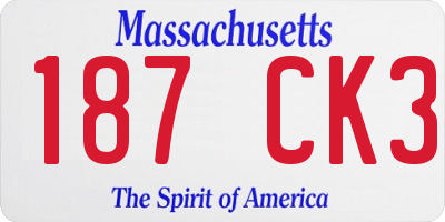 MA license plate 187CK3