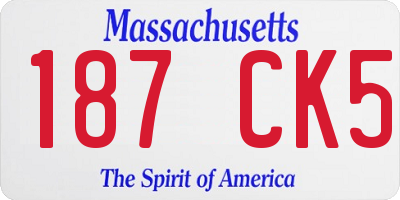 MA license plate 187CK5