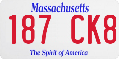 MA license plate 187CK8
