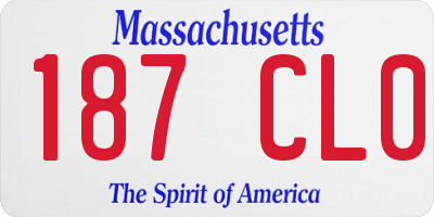 MA license plate 187CL0