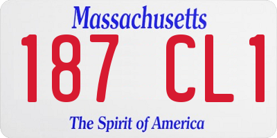 MA license plate 187CL1