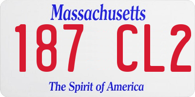 MA license plate 187CL2