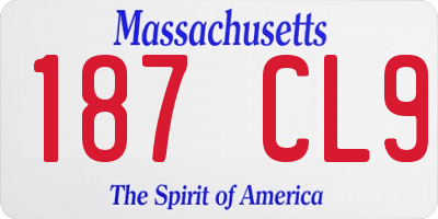 MA license plate 187CL9