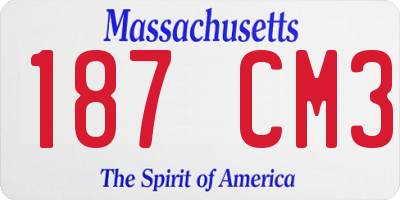 MA license plate 187CM3