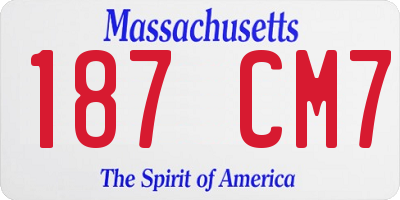 MA license plate 187CM7