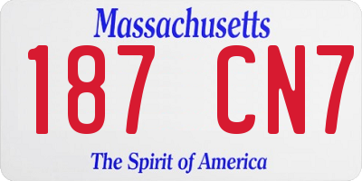 MA license plate 187CN7