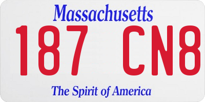 MA license plate 187CN8