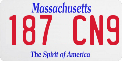 MA license plate 187CN9