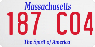 MA license plate 187CO4