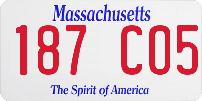 MA license plate 187CO5