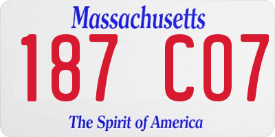 MA license plate 187CO7