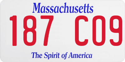 MA license plate 187CO9