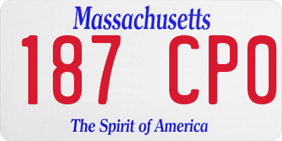 MA license plate 187CP0