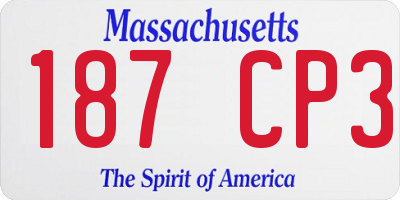 MA license plate 187CP3