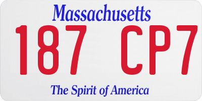 MA license plate 187CP7