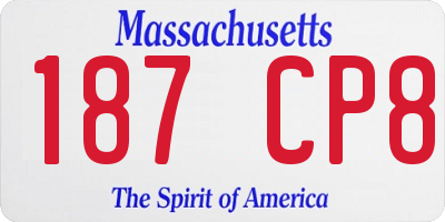 MA license plate 187CP8