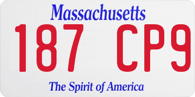MA license plate 187CP9