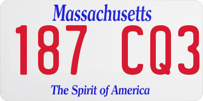 MA license plate 187CQ3