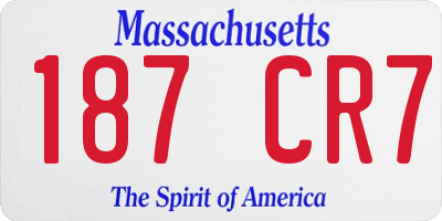 MA license plate 187CR7