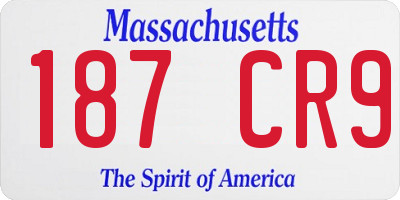 MA license plate 187CR9