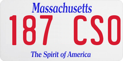 MA license plate 187CS0